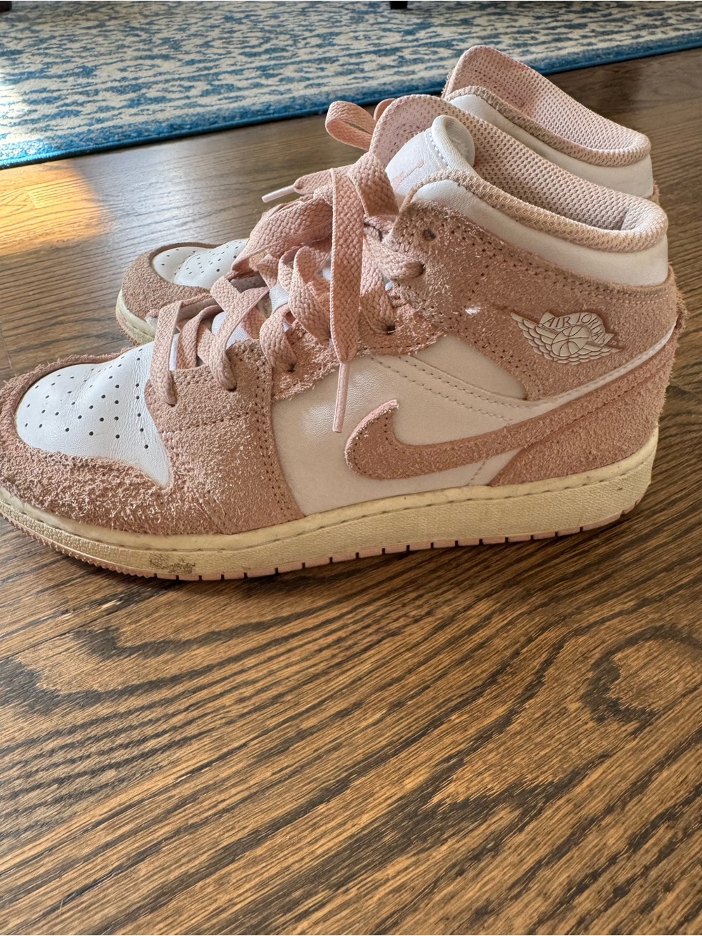 Nike Kids Pink and White Mid-Top Sneakers